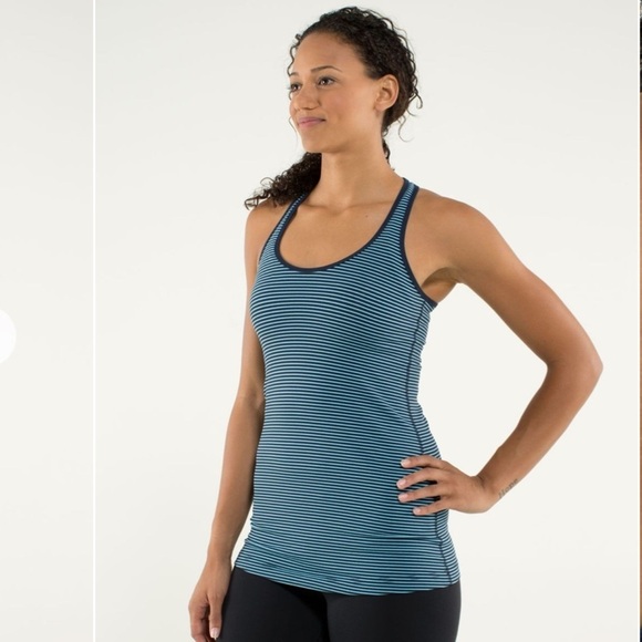 Lululemon | SOULCYCLE Cool Racerback In Hyper Stripe Blue Moon / Inkwell Size 8 - Picture 1 of 8